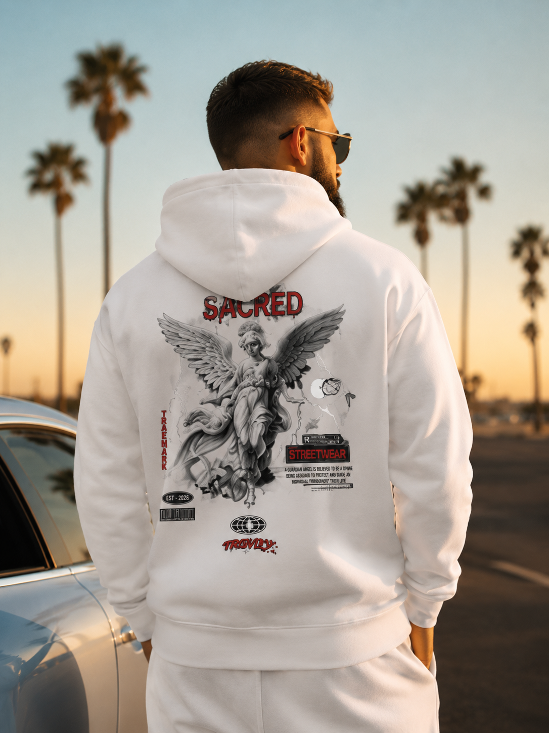 Trovly white hoodie - streat wear