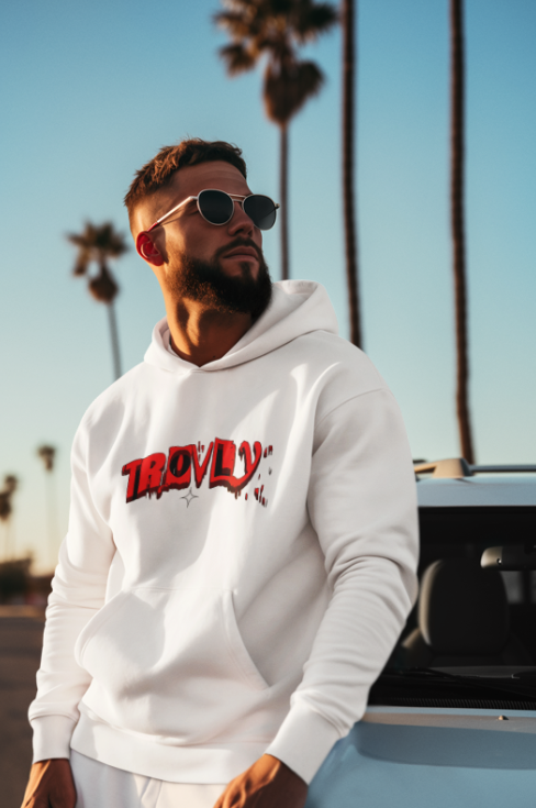 Trovly white hoodie - streat wear
