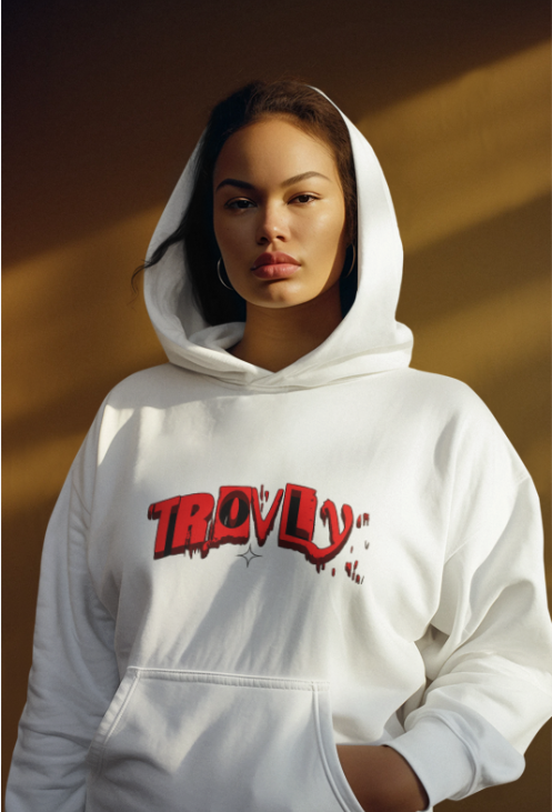 Trovly white hoodie - streat wear